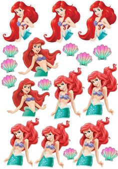 the little mermaid stickers are all different shapes and sizes, but there is no image on