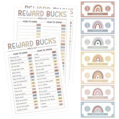 reward bucks with rainbows on them