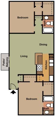 the floor plan for a two bedroom apartment