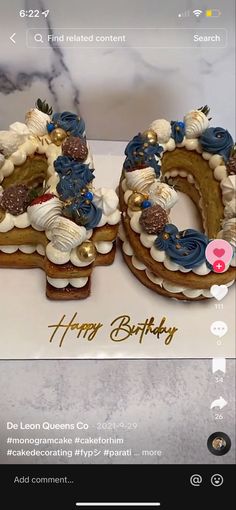 an image of a birthday cake with the number 50 on it's front and side