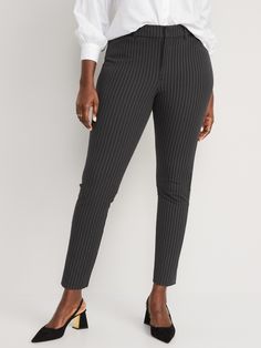 The Pixie pants you love, now in a more fabulous fit & fabric ✨ High-rise waistband, with hidden double hook-and-bar closure and interior button closure.  Hidden zip fly.  Diagonal pockets at front, with decorative welt faux pockets at back.  Smoot Fitted Ankle-length Pants With Button Closure, Fitted Tapered Leg Pants With Zipper Closure, Classic Fitted Bottoms With Zipper Closure, Fitted Ankle-length Dress Pants With Hip Pockets, Tailored Mid-rise Bottoms With Belt Loops, Chic Ankle-length Pants With Zipper Closure, Trendy Fitted Dress Pants With Belt Loops, Ankle-length Bottoms With Belt Loops For Office Wear, Classic Bottoms With Zipper Closure For Fall