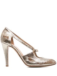 gold-tone silk blend metallic effect round toe bow detailing cut-out detailing cone heel leather sole Metallic Heels With 4-inch Heel For Gala, Luxury Gold Heels In Metallic Leather, Metallic Round Toe Heels For Gala, Metallic Wrapped Heel Gala Heels, Metallic Heels With Deep Heel Cup For Formal Occasions, Metallic Wrapped Heel Heels For Gala, Metallic 4-inch Heels For Gala, Metallic Heels With Wrapped Heel For Gala, Gold Heels With Sculpted Heel For Galas