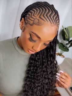 Braided Ponytail Hairstyles Cornrow, Feed In Cornrows With Box Braids, Black Goddess Hairstyles, Cornrow With Box Braids In The Back, Box Braids With Cornrows On Top, Zig Zag Braids For Black Women, Cornrows With Twists In The Back, Two Step Ghana Weaving Hairstyles, Latest Hair Braids Styles 2023