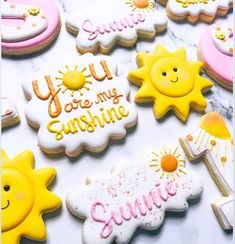 decorated cookies with the words you're my sunshine written on them