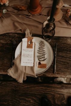 a place setting on a wooden table