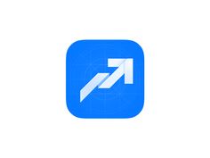 an app icon with the letter r in it's center and arrows pointing to different directions