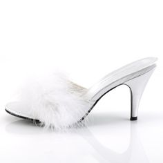 3" High Heel Satin Marabou Pin Up Shoes. White Faux Fluffly Fur. Styles: Pinup Bridal Wedding Silde On 1950s Drag Dragqueen Transgender Uoma-03 4-inch Heel Synthetic Wedding Heels, White Synthetic Wedding Shoes With Padded Heel, Wedding Heels With 4-inch Heel, Glamorous Synthetic Wedding Shoes, Wedding Heels With Padded Heel In Synthetic, Wedding Heels With Padded Heel And Synthetic Material, Wedding Heels With Padded Heel In Synthetic Material, Synthetic Wedding Shoes With Padded Heel, White Synthetic Kitten Heels For Party