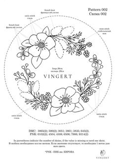 the pattern for a wreath with flowers on it