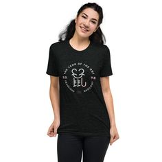 Year of the Rat (鼠) 2020 Chinese Zodiac Lunar New Year Adult Unisex T-shirt #chinesenewyear #lunarnewyear #yearoftherat Black Charcoal, Unisex T Shirt, Fabric Weights, Women's Top