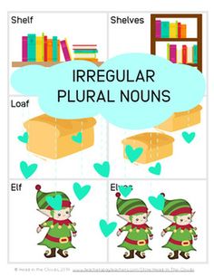 the irregular singulars are arranged in different ways, including letters and numbers to spell them