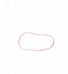 a drawing of a red object on a white surface with one line drawn across it