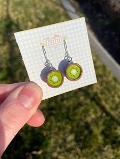 ~Kiwi Earrings~ - Free US Shipping ($35+) - Nickel Free - Handmade Kiwi Earrings, Clay Diy Projects, Ring Watch, Diy Clay, Kiwi, Jewelry Earrings Dangle, Etsy Earrings, Dangle Drop Earrings, Etsy Accessories