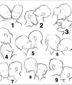 how to draw people's heads with different expressions and haircuts for each face