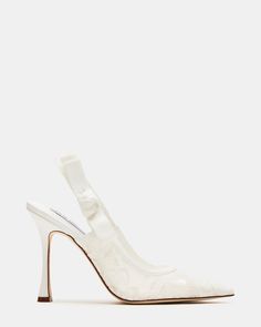 BRI WHITE LACE White Slingback Heels, Steve Madden Store, Apparel Merchandising, Lace Heels, Wedding Heels, Women's Heels, Slingback Heel, Stiletto Pumps, 4 Inch Heels