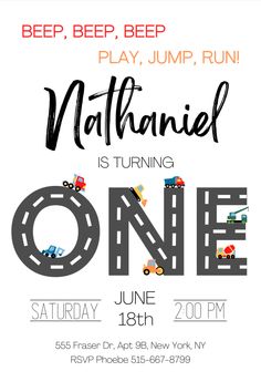 Truck Theme 1st Birthday Party, Truck Themed First Birthday Party, Cars Theme Birthday Invitation Template, Car Themed Birthday Invitations, 1st Birthday Car Theme, Cars 1st Birthday Party Ideas, Cars First Birthday