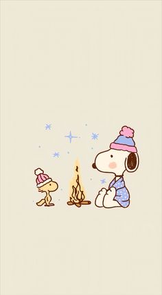 a cartoon character is sitting next to a campfire with a dog on the ground