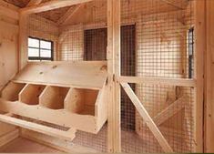 the inside of a chicken coop with wooden walls