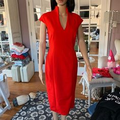 The Perfect Little Red Dress. Measures Approx 17-1/2” Pit To Pit And Is 14-1/2” Across The Waist. Dress Is 44” Long. Dress Is Lined. Red V-neck Dress With Back Zipper, Fitted V-neck Lined Bodycon Dress, Fitted V-neck Bodycon Dress With Side Zipper, Bodycon V-neck Dress With Side Zipper, Fitted Bodycon Dress With V-neck And Side Zipper, Red Stretch Dress With Back Zipper, Red Dress With Back Zipper For Date Night, Fitted Red Dress With Back Zipper, Red Fitted Dress With Back Zipper