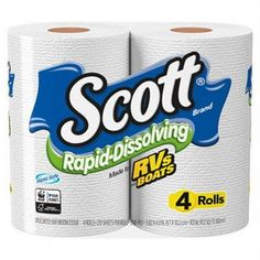 two rolls of scott rapid - dissolving toilet paper are shown in this image