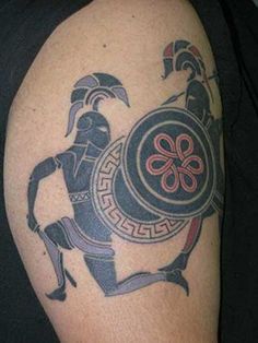 an image of a tattoo on someone's arm that looks like he is riding a horse