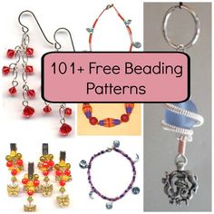 the top ten free beading patterns for bracelets, earrings and necklaces with text overlay