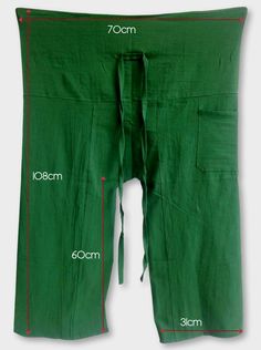 the measurements for green pants with red piping