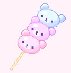 pixelated teddy bear lollipops on a pink background with the word love spelled in