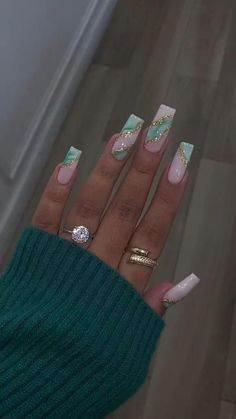 White Tip Acrylic Nails, Tapered Square Nails, Green Nail, Daily Nail, Blush Nails, Long Acrylic Nails Coffin