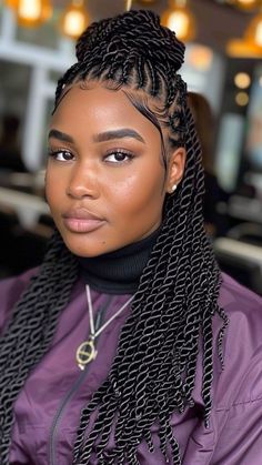 25 Big Twist Braids Hairstyles to Elevate Your Everyday Glamour African Braids Hairstyles Twist, Layered Senegalese Twists, Crochet Senegalese Twist Hairstyles Updo, Senaglese Twist Braid, Bohemian Senegalese Twist, Sengalese Twists Small Medium, Senegalese Hairstyles, Short Senegalese Twist