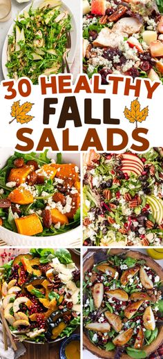 Fall Salad Recipes – These insanely flavorful and colorful fall salad recipes with seasonal flavors will quickly become your new favorite fall dinner option for a family! Fall dinner healthy, fall dinner easy, easy fall salad recipes, fall salads, Thanksgiving salad, Thanksgiving side dishes, Thanksgiving sides, fall dinner for a family, healthy dinner for fall, cheap fall dinner ideas, healthy salad recipes, cheap salads, cheap dinner ideas, cheap family dinner recipes, healthy fall dinner. Healthy Side Salads For Dinner, Easy Healthy Fall Lunches, Side Salad Ideas Dinner, Salad Fall Recipes, Light Fall Recipes, Favorite Salad Recipes, Beautiful Salads Ideas, Fall Lettuce Salad Recipes, Healthy November Recipes