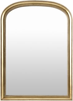 a gold framed mirror with beading on the edges and an ornate border around it