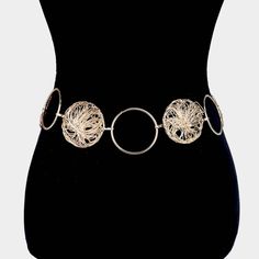 Style No : [478877] Wb20020-G Color : Gold Size : 2.2" H, 29" + 18" L Coil Wired Open Circle Metal Belt Sequin Bag, Arm Bracelets, Bridal Gloves, Head Chain, Wrist Wear, Wedding Belts, Metal Belt, Scarf Set, Anklet Jewelry