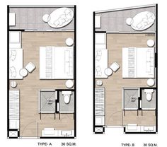 two floor plans for a small apartment