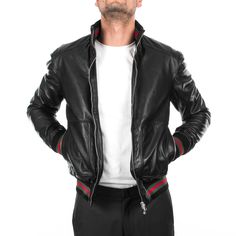 ITALIAN MEN LEATHER JACKET MADE WITH SOFT GENUINE LAMBSKIN LEATHER . COLOR : BLACK SIZE : FOR MORE DETAILS OF THE MEASUREMENTS PLEASE CHECK THE PICTURE #8. MADE IN ITALY (VERA PELLE) We've done our best to represent our true colors but due to the differences in screen resolution for computer monitors, colors can vary slightly. MATERIAL All our skins are tanned in Italy We Guaranty 100% the quality of what we are selling. SHIPPING & HANDLING LEATHER JACKETS will be shipped by UPS / FEDEX / DH Masculine Fitted Leather Jacket For Winter, Masculine Fitted Black Leather Jacket, Men Leather Jacket, Mens Trendy Outfits, Leather Roll, Italian Men, Leather Skin, Stylish Jackets, Sheep Leather