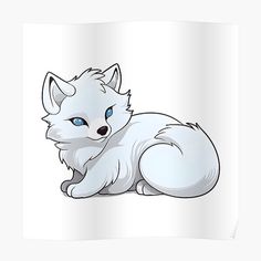 a white fox with blue eyes poster