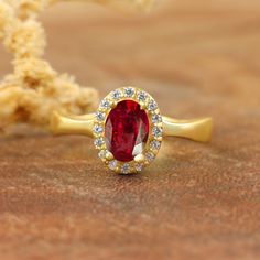 Red ruby ring for women, Minimalist ring, Statement ring, Genuine ruby ring, Oval ruby ring, . Engagement ring, Gold ring, Silver ring, Gift for her *Other Similar Jewelry Available Here* https://www.etsy.com/shop/AreebaJewelry Details:- Gemstone - Ruby  Stone Color Available - Natural Ruby  Stone Setting - Prong Quality - AAA Grade Stone Size - 5 MM Rize Size - 5 US TO 9 US Available Type - 100% Natural Shipping service - Free worldwide shipping service About AreebaJewelry:- AreebaJewelry takes great pride in the design and craftsmanship of our fine jewelry pieces. We use only the finest materials and the highest manufacturing standards. We strive to make sure every jewelry piece we design is perfect. ♥️ More Matching collections are available to purchase HERE: - https://www.etsy.com/shop Oval Red Jewelry With Halo, Oval Red Halo Jewelry, Oval Ruby Crystal Ring As Gift, Ruby Ring With Halo Design For Gift, Red Oval Jewelry With Halo Design, Oval Red Jewelry With Halo Design, Red Oval Halo Jewelry, Oval Lab-created Ruby Promise Ring, Halo Setting Ring With Lab-created Ruby