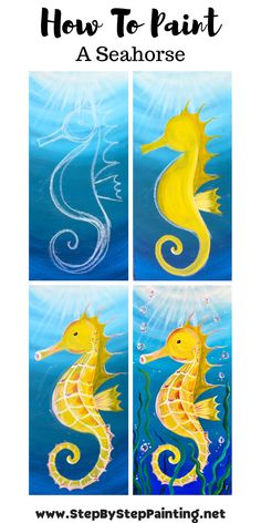 how to paint seahorses in the water