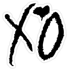 a black and white sticker with the word x on it