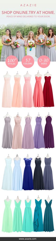 the bridesmaid dresses are all different colors and sizes, but one color is not available