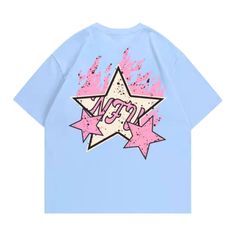 Add a pop of style to your wardrobe with this High Street Pink Star Flame T-Shirt. The t-shirt features a fun, vibrant design with a colorful flame pattern and a stylish star embellishment. Crafted from durable cotton for long-lasting comfort. Features: -100% Cotton -Crew Neckline -Dropped Shoulder -Flame -Star Graphic -Regular fit -High Street style Trendy Star Print T-shirt For Streetwear, Pop Culture Short Sleeve T-shirt For Spring, Punk Style Cotton T-shirt With Cartoon Print, Blue Graffiti Print T-shirt For Summer, Hip Hop Style Logo Print T-shirt For Summer, Summer Hip Hop Style T-shirt With Logo Print, Casual Star Print T-shirt For Streetwear, Trendy Relaxed Fit T-shirt With Star Print, Trendy Blue Star Print Top