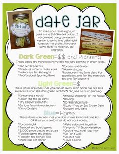 a poster with information about date jar and other things to write in it, including the date jar