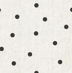 black and white polka dots on linen fabric