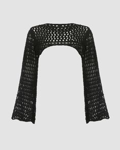 Big Deal Crochet Arm Warmers Top | CHACHA Bolero Haken, Crochet Arm Warmers, Crochet Tee, Trumpet Sleeves, Crochet Bolero, Aesthetic Streetwear, Short Blouses, Crochet Shrug, Flare Long Sleeve