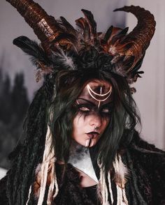 Forest Witch Aesthetic, Voodoo Halloween, Horns Costume, Viking Cosplay, Elf Cosplay, Viking Costume