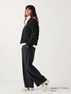 Wide Trousers, Wide Pants, Pin Tucks, Front Design