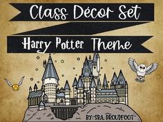 the hog potter theme is shown in black and white