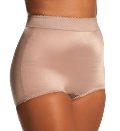 This awesome brief panty helps you achieve a sleeker shape with its tummy control lining, high waisted coverage, and curved side sides. Wide elastic waistband provides a secure fit and has picot trim. Curved side seams contour to your body for a more defined fit. Glossy microfiber knit will not cling to clothing. Four-way stretch allows fit to move with you. Power mesh lining helps firm up the tummy for an instant sleeker appearance. Picot elastic is sewn along inner edge of leg openings for a g Girdles Shapewear, Summer Bra, Workout Shorts Women, Panty Style, High Waisted Briefs, Pink Sports Bra, Light Control, Bras And Panties, Bra Set