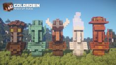 several different types of animals are in the middle of an image with text that reads, collagein minecraft studios