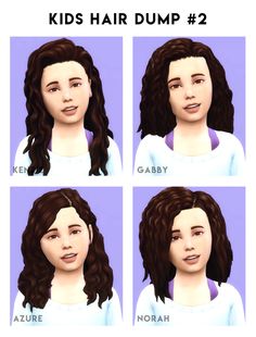 four pictures of different types of hair for kids to use in the simse game