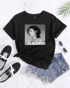 Hi ARMY!  Thank you for dropping by, lets spread the love and support BTS until their return in 2025! Unisex t-shirt: This t-shirt is everything you've dreamed of and more. It feels soft and lightweight, with the right amount of stretch. It's comfortable and flattering for all.  * 100% combed and ring-spun cotton (Heather colors contain polyester) * Fabric weight: 4.2 oz/yd² (142 g/m²) * Pre-shrunk fabric * Side-seamed construction * Shoulder-to-shoulder taping Unisex Premium Sweatshirt: Rock a Black Kpop T-shirt For Spring, Agust D Concert, Bts Agust D, Suga Yoongi, Handmade Jewelry Tutorials, Concert Tshirts, Soft Hoodie, Agust D, Fabric Patch